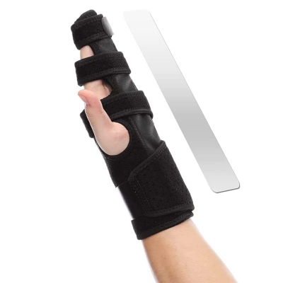 Picture of Trigger Finger Splint Finger Brace | Middle Finger Splint | Splint For Fractures, Broken Ring Finger, Arthritis, Tendonitis | Mallet Finger Splint Straightener Immobilizer - Black