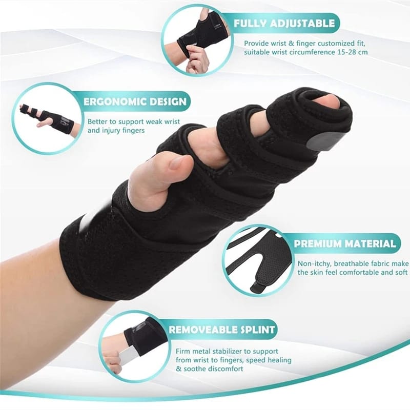 Picture of Trigger Finger Splint Finger Brace | Middle Finger Splint | Splint For Fractures, Broken Ring Finger, Arthritis, Tendonitis | Mallet Finger Splint Straightener Immobilizer - Black