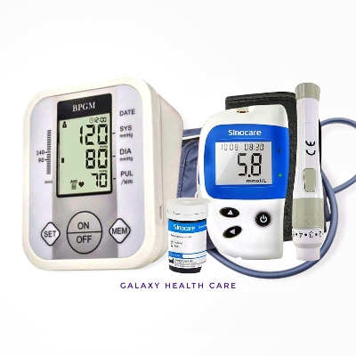 Picture of Fully Automatic Upper arm Digital Blood Pressure Monitor with Glucometer Machine with 10 Test Strips (Combo Pack) - Multicolor
