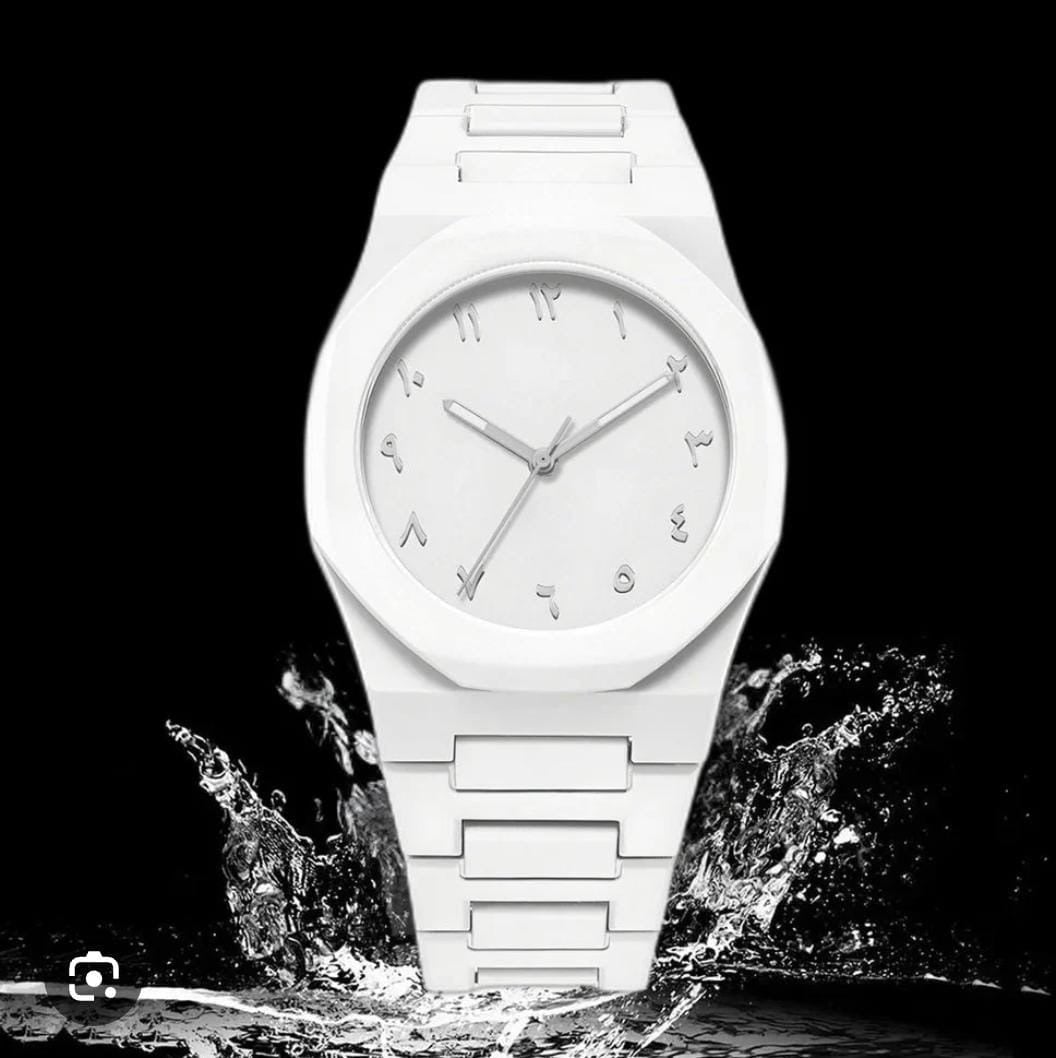 Picture of Arabic Aura Watch – Carbon Fiber Look Body with Sleek & Modern Design - White