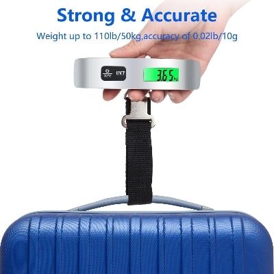 Picture of Digital Luggage Scale with Backlight, Electronic Portable Suitcase, Travel Weighing Scales Luggage Bag Hanging, -40%, 50kg, 110lb - Multicolor