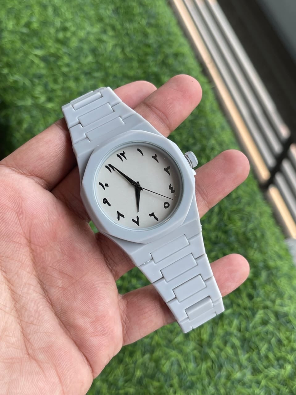 Picture of Arabic Aura Watch – Carbon Fiber Look Body with Sleek & Modern Design - White