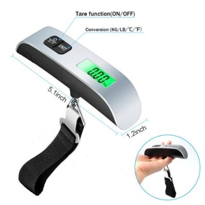 Picture of Digital Luggage Scale with Backlight, Electronic Portable Suitcase, Travel Weighing Scales Luggage Bag Hanging, -40%, 50kg, 110lb - Multicolor