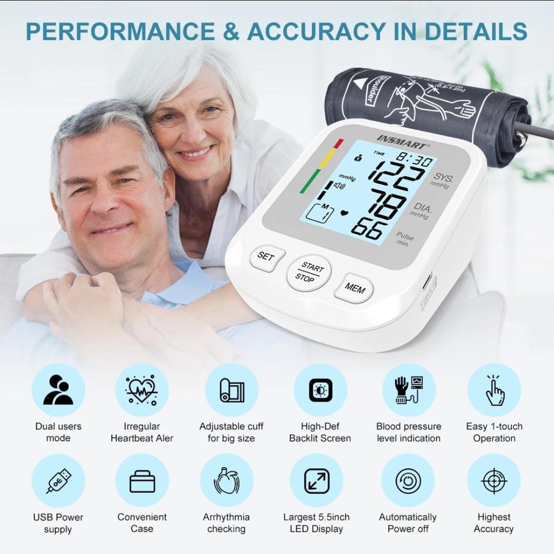 Picture of Renevo Fully Automatic Upper arm Digital Blood Pressure Monitor Apparatus and Testing Machine, Separate Cuff, LCD Display with USB Port with 5 year Warranty - Multicolor