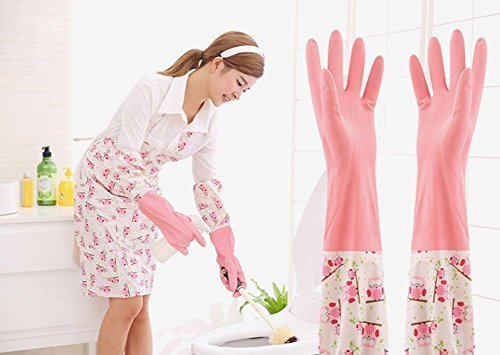 Picture of Reusable Waterproof Household Latex Hand Gloves for Kitchen Dish Washing Laundry Cleaning Gardening and Sanitation - Multicolor
