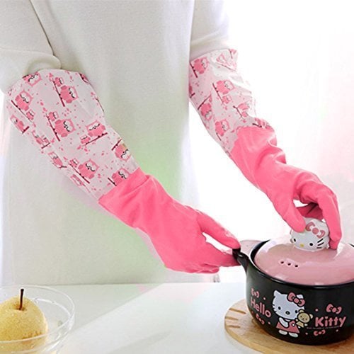 Picture of Reusable Waterproof Household Latex Hand Gloves for Kitchen Dish Washing Laundry Cleaning Gardening and Sanitation - Multicolor