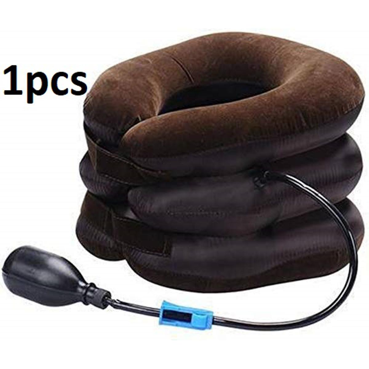Picture of Neckline Pillow Pneumatic Air Bag 3 Tier Inflatable for Cervical Spine Neck Rest Support Massagers Pillow Neck Pillow for Back Pain, Sleeping Travel, Car seat - Multicolor