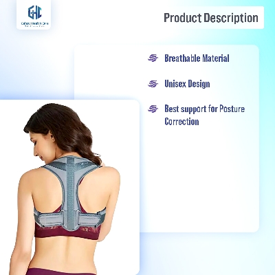 Picture of Posture Corrector For Men And Women - Adjustable Upper Back Brace For Clavicle To Support Neck, Back and Shoulder - Grey