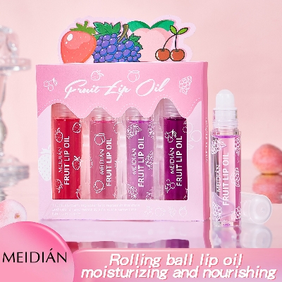 Picture of Dragon Ranee 4 Pcs Fruit Lip Oil Set Lip Gloss Crystal Jelly Liquid Lipstick Set