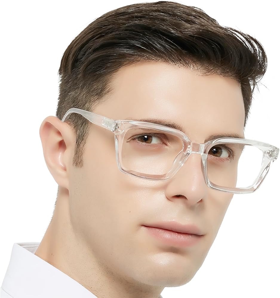 Picture of Men Fashion Oversized Square Reading Glasses Large Frame Presbyopia Eyeglasses For Men White