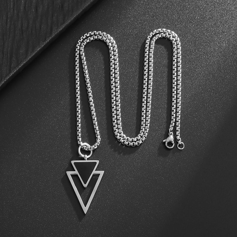 Picture of Men's Stainless Steel Double Triangle Pendant Necklace