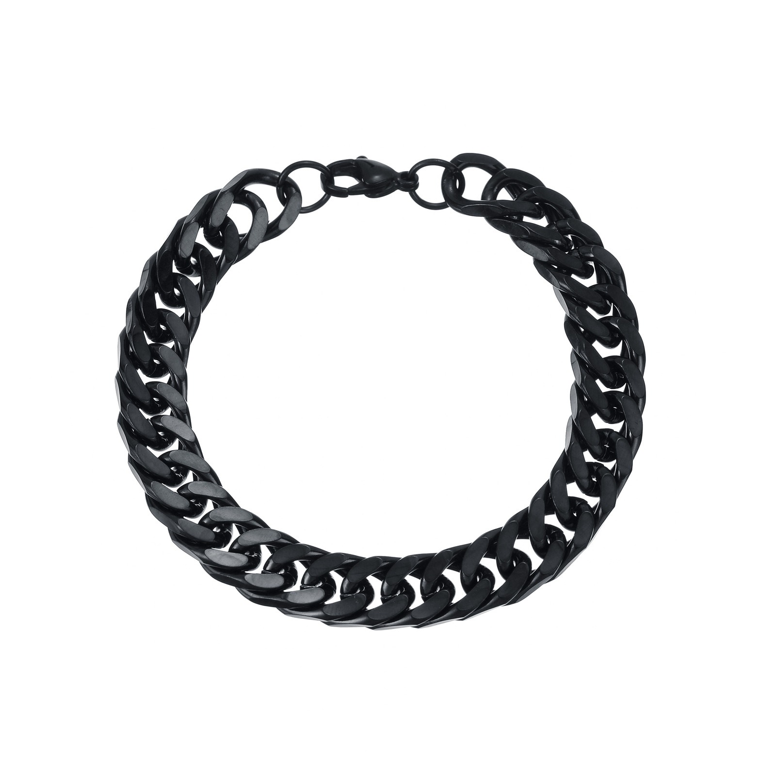 Picture of Men's 8mm Gold/Black Cuban Link Chain Bracelet  Stainless Steel