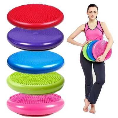 Picture of 33x33cm Inflatable Yoga Massage Ball Durable Universal Sports Gym Fitness Yoga Wobble Stability Balance Disc Massage Cushion Mat - Multicolor