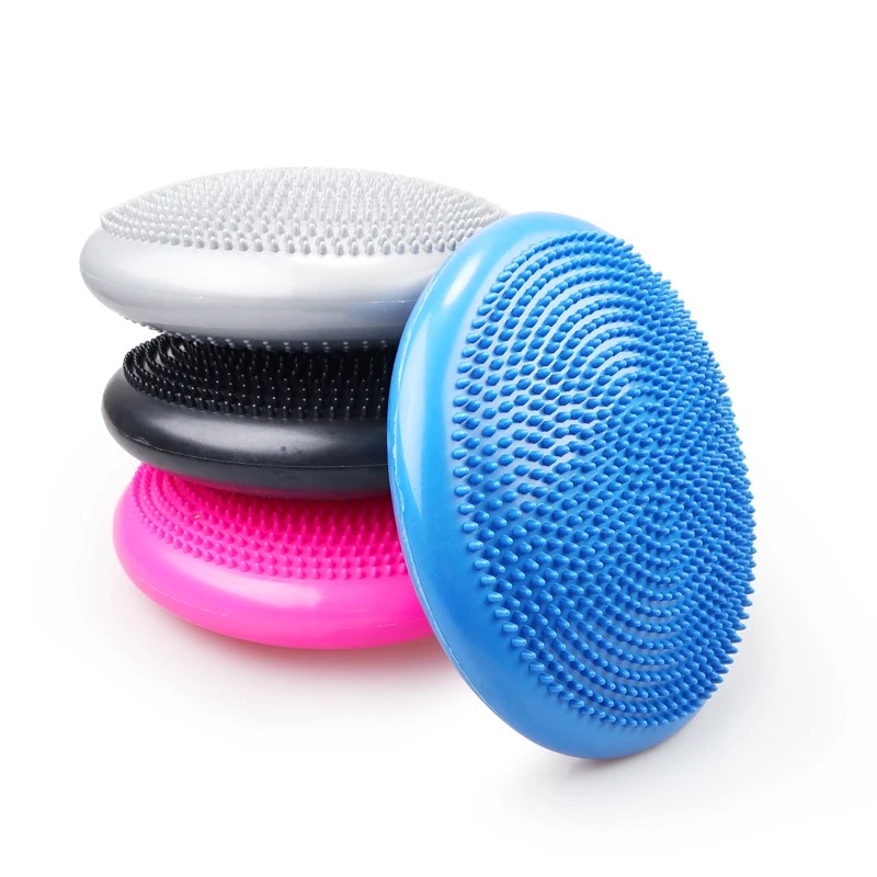 Picture of 33x33cm Inflatable Yoga Massage Ball Durable Universal Sports Gym Fitness Yoga Wobble Stability Balance Disc Massage Cushion Mat - Multicolor