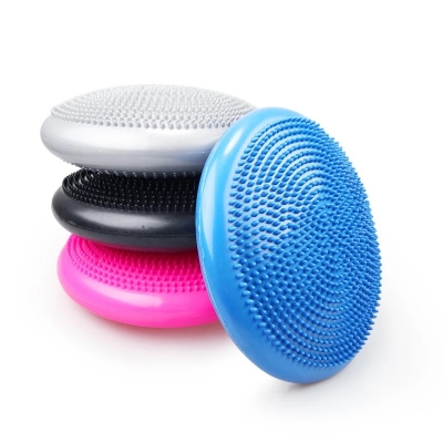 Picture of 33x33cm Inflatable Yoga Massage Ball Durable Universal Sports Gym Fitness Yoga Wobble Stability Balance Disc Massage Cushion Mat - Multicolor