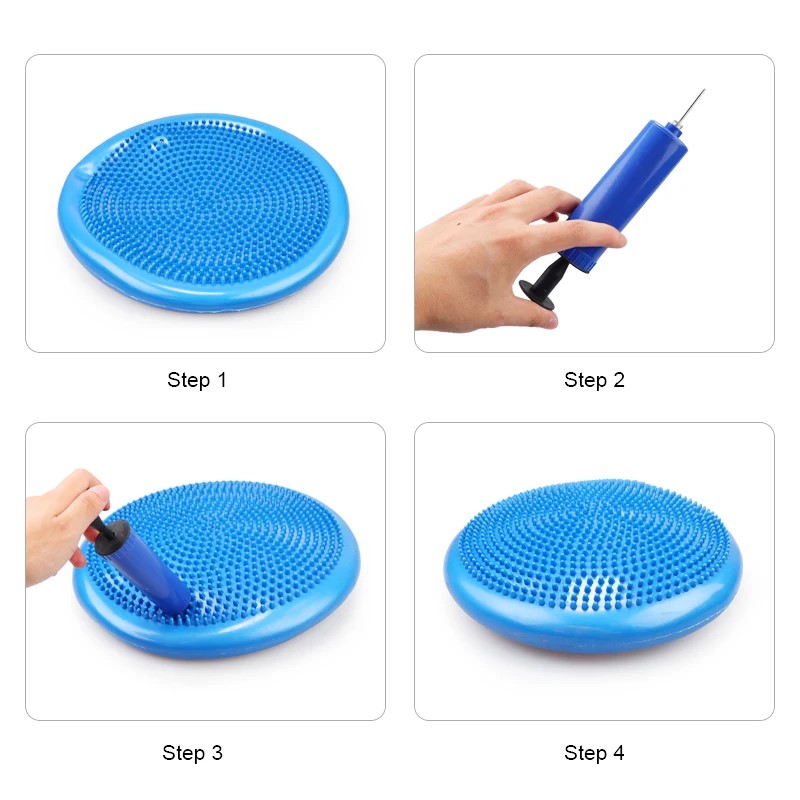 Picture of 33x33cm Inflatable Yoga Massage Ball Durable Universal Sports Gym Fitness Yoga Wobble Stability Balance Disc Massage Cushion Mat - Multicolor
