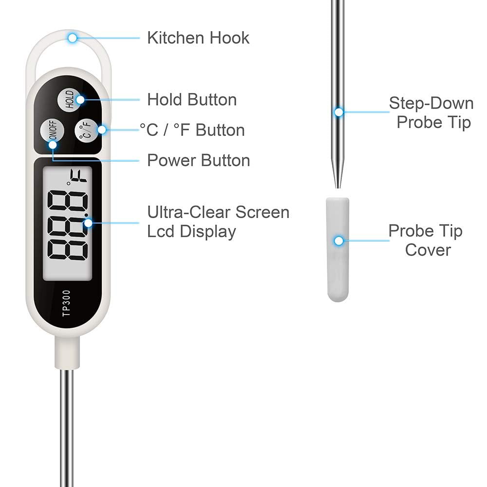 Picture of Digital Kitchen Food Thermometer TP300 Water Oil Thermometer for Meat Cooking Food Probe BBQ Electronic Oven Kitchen Tools - Multicolor
