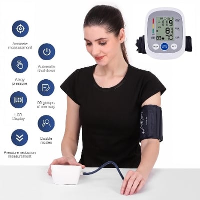 Picture of COMFORT Homely CPort BP Monitor Automatic Accurate Digital Blood Pressure Checking Machine Upper Arm Portable BP Machine (White, Silver) - Multicolor