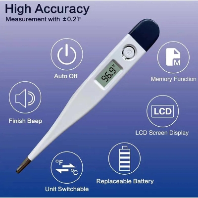 Picture of Digital Thermometer, Body Temperature by Oral, Rectal - Off White