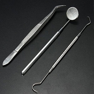 Picture of Professional 3 Piece Stainless Steel Dental Instruments Mouth Mirror - Light blue