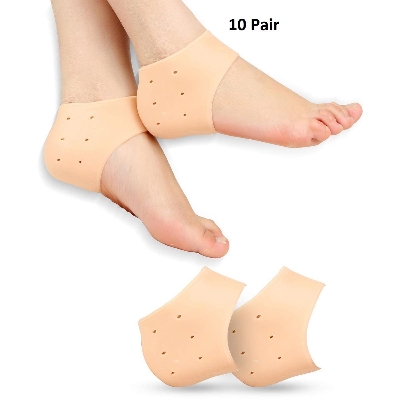 Picture of 10 pair Silicone Gel Heel Pad Socks for Pain Relief for Men and Women (Beige, Free Size) - Beige