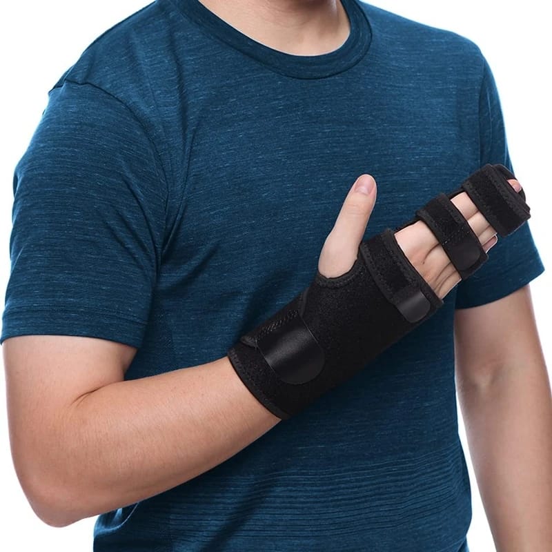 Picture of Adjustable Finger Support Brace for Men Women, Finger Support Brace for Broken Joints, Sprains, Tendonitis, Pain Relief, Hand Protector - Black