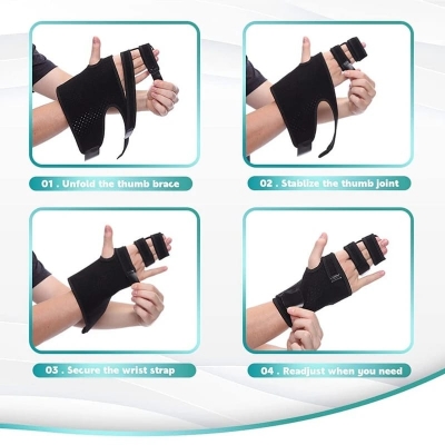 Picture of Adjustable Finger Support Brace for Men Women, Finger Support Brace for Broken Joints, Sprains, Tendonitis, Pain Relief, Hand Protector - Black