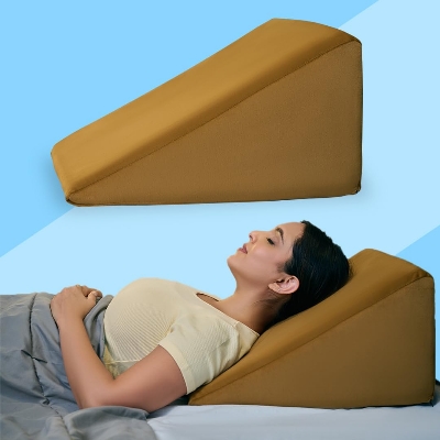 Picture of Foam Wedge Pillow for Neck & Back Pain Relief (Wedge Pillow, Golden) GALAXY HEALTH CARE - Grey