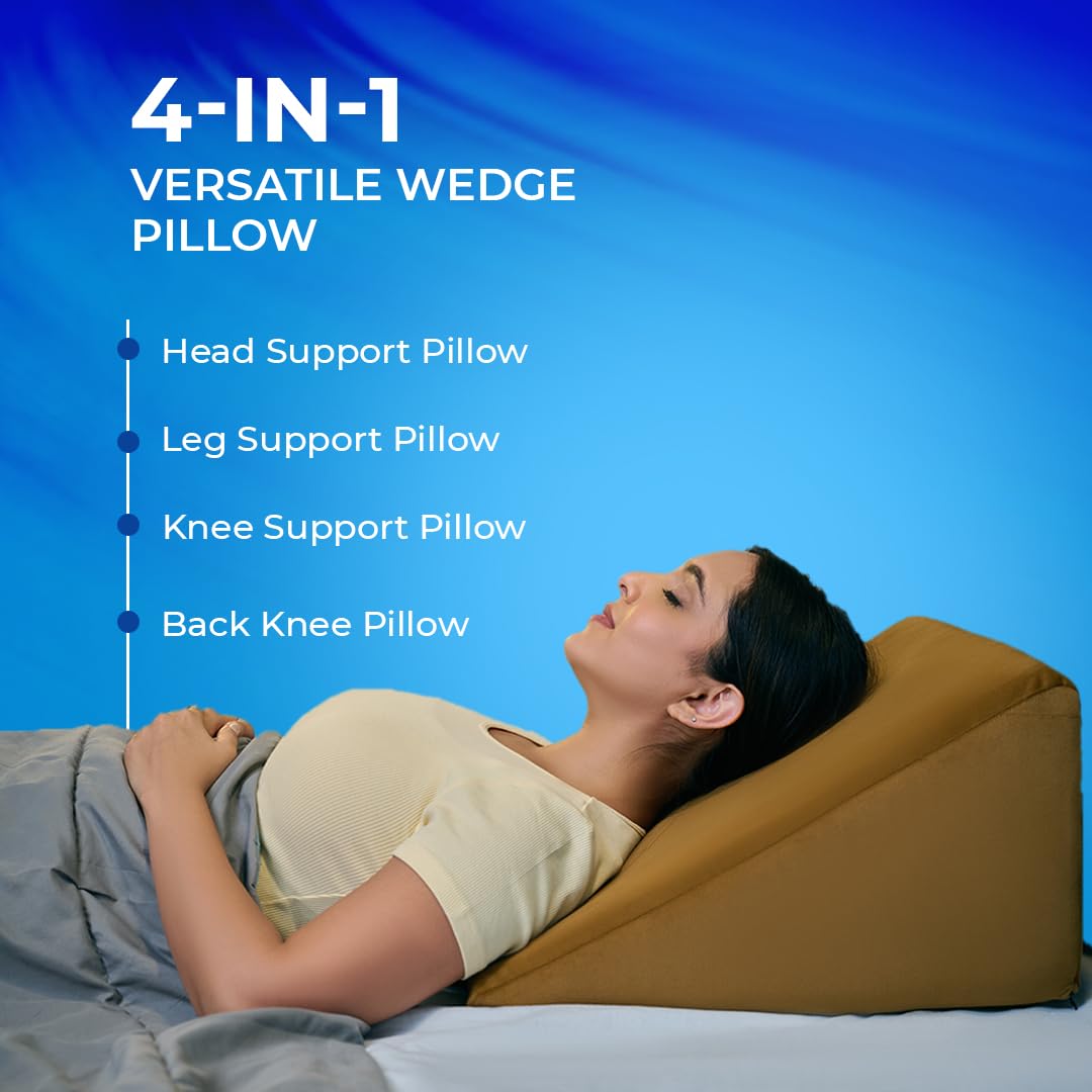 Picture of Foam Wedge Pillow for Neck & Back Pain Relief (Wedge Pillow, Golden) GALAXY HEALTH CARE - Grey