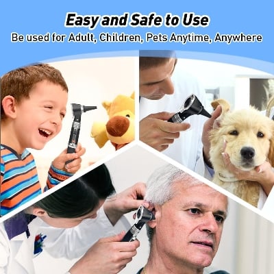 Picture of Otoscope OT10G with Light - Ear Infection Detector, Pocket Ear Scope with Hard Plastic Case for Kids, Adults, Doctor, Pets in Multiple Colors (Black) - Multicolor