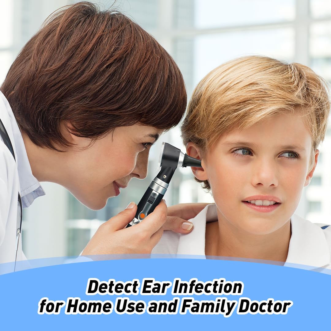 Picture of Otoscope OT10G with Light - Ear Infection Detector, Pocket Ear Scope with Hard Plastic Case for Kids, Adults, Doctor, Pets in Multiple Colors (Black) - Multicolor