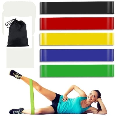 Picture of Resistance Bands Set for Men and Women, Pack of 5 Different Levels Elastic Band for Home Gym Long Exercise Workout – Great Fitness Equipment for Training, Yoga - Multicolor