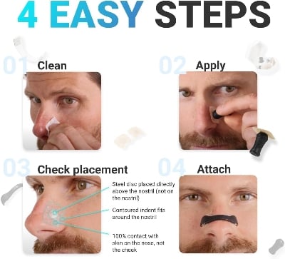 Picture of Magnetic Nasal Strips for Breathing | Anti Snoring Nose Clip | Skin Safe Sleep Nasal Strips | Nasal Dilators For Breathing | Instant Releif From Snoring | Snore Stopper | Anti Snoring Nose Clip | Anti Snoring Devices For Men | 15 Count (Pack of 1) - Multicolor