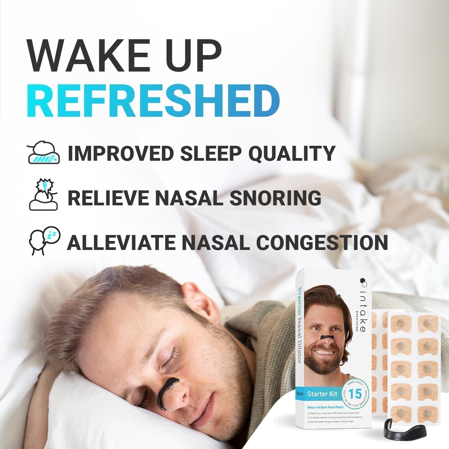 Picture of Magnetic Nasal Strips for Breathing | Anti Snoring Nose Clip | Skin Safe Sleep Nasal Strips | Nasal Dilators For Breathing | Instant Releif From Snoring | Snore Stopper | Anti Snoring Nose Clip | Anti Snoring Devices For Men | 15 Count (Pack of 1) - Multicolor