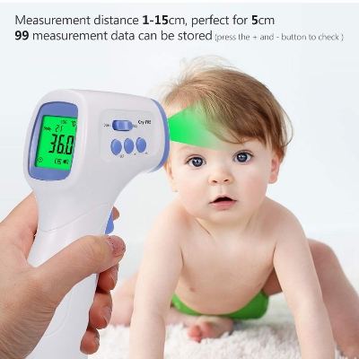 Picture of Digital Infrared Thermometer Temperature Gauge Object Non Contact Temperature Measurement Device 4 Setting Modes 99 Memories ℃ and ℉ - White