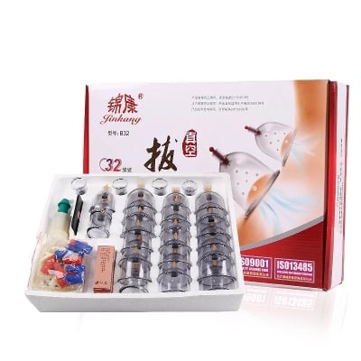 Picture of Cans Cups Chinese Vacuum Cupping Kit Pull Out A Vacuum Apparatus Hijama Therapy Relax Massagers Curve Suction Pumps - 32 Pieces - Multicolor