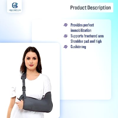Picture of Taiba Arm Sling Pouch For Fracture Support For Arm Movement For Men & Women Immobilization Support for both hand - Light Ash