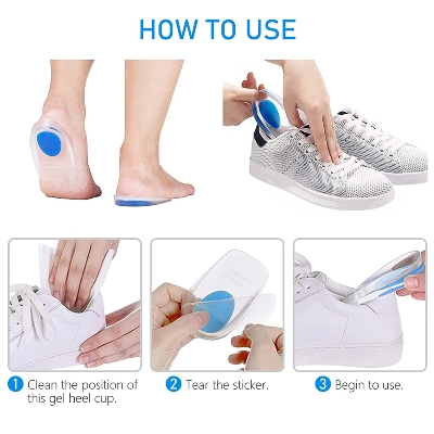 Picture of Soft Silicone Gel Insoles for Heel Spurs Pain Relief Foot Cushion Foot Massager Care Heel Cups Shoe Pads Height Increase Insoles - Blue