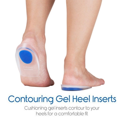 Picture of Soft Silicone Gel Insoles for Heel Spurs Pain Relief Foot Cushion Foot Massager Care Heel Cups Shoe Pads Height Increase Insoles - Blue