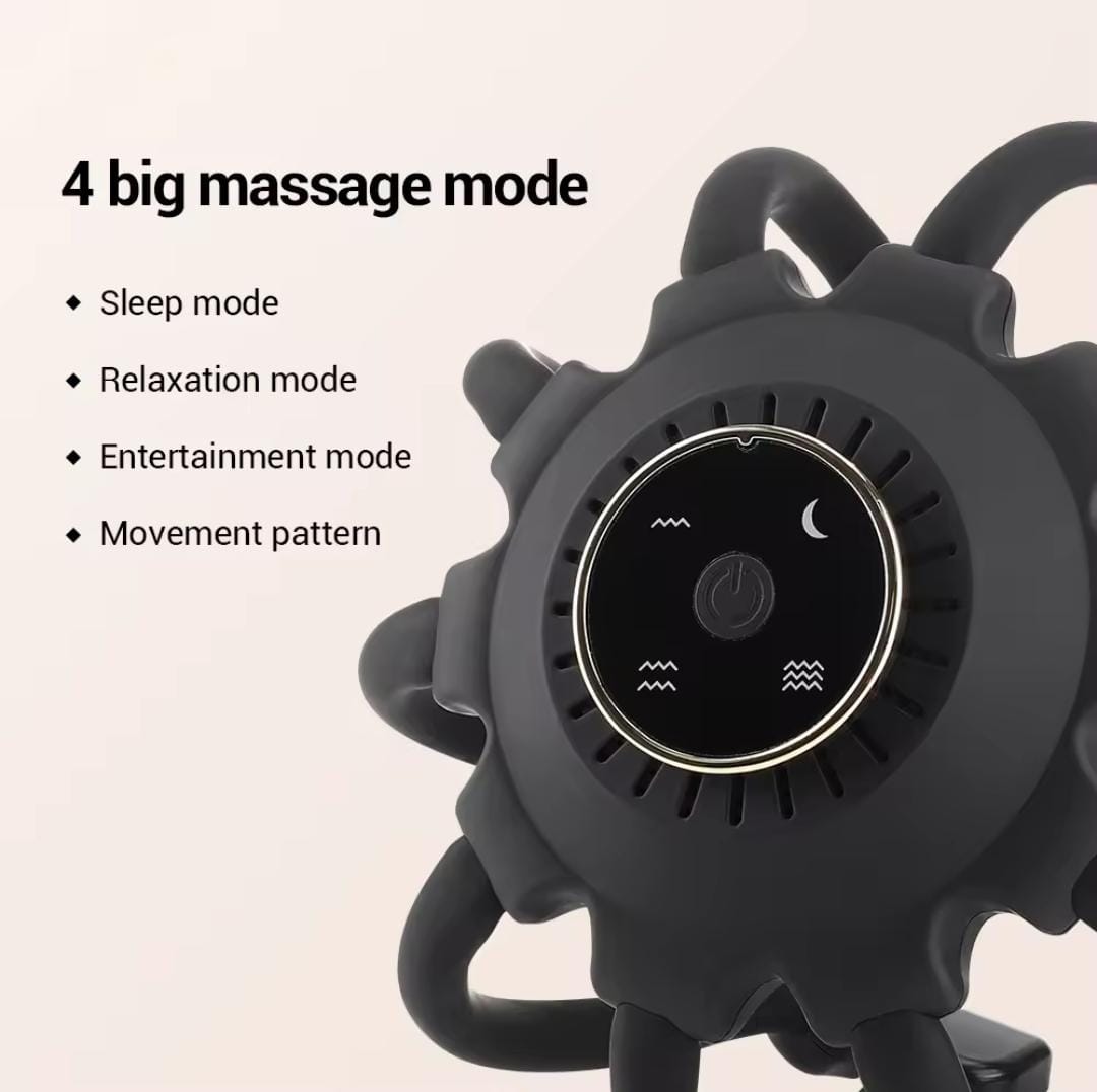 Picture of Electric Octopus Massager, 8 Contracts, 3 Modes, Scalp Massager, brain masager 2 Extra Long Contract, Red Light Therapy Device - Black
