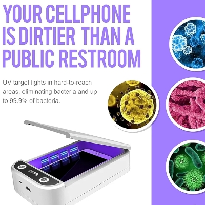 Picture of UV-C Ultraviolet Light Sterilizer Disinfection Box, Multifunctional Sterilization Box, Portable UV Sterilizer Aromatherapy Function Disinfector, Cell Phone Cleaners Box for iOS Android Smartphones