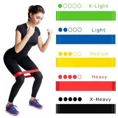 Picture of 4pcs Yoga Resistance Rubber Bands Fitness Elastic Bands 0.3mm-1.1mm Training Fitness Gum Pilates Sport Crossfit Workout Equipment - Multicolor