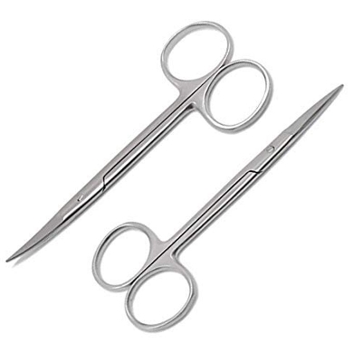 Picture of 2 Iris Scissors 4.5" Curved & Straight Surgical Dental Instruments - Silver