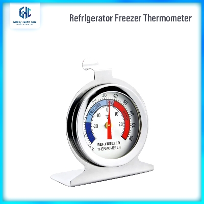 Picture of Refrigerator Freezer Thermometer Fridge Refrigeration Temperature Gauge Home Stainless Steel Temp Stand Dial Type -20 to 20°C - Silver