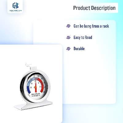 Picture of Refrigerator Freezer Thermometer Fridge Refrigeration Temperature Gauge Home Stainless Steel Temp Stand Dial Type -20 to 20°C - Silver