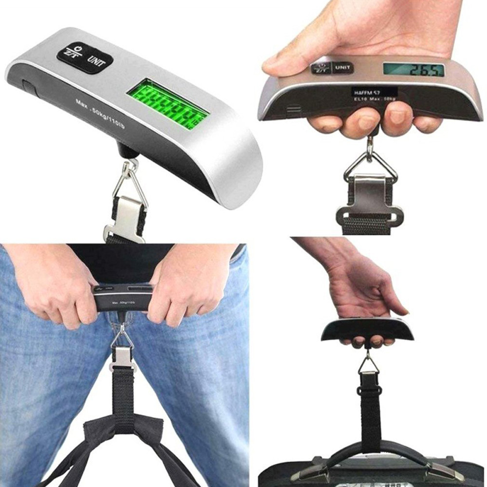 Picture of 1pcs Portable Scale Digital LCD Display 110lb/50kg Electronic Luggage Hanging Suitcase Travel Weighs Baggage Bag Weight Balance - Silver
