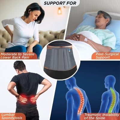 Picture of Galaxy Lumbar Support Belt Back Belt for Back Pain Relief Lumbo Sacral Belt LS Belt Waist Belt for Back Pain for Women & Men With Adjustable Strap, Lower Back support With Cushioning - Grey