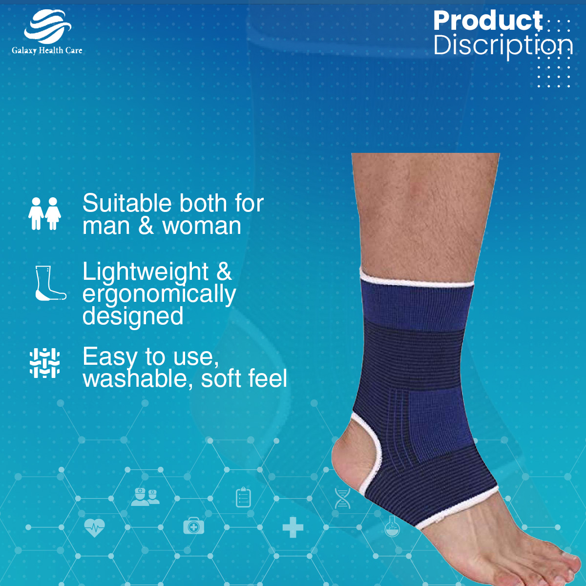 Picture of Adjustable Ankle Support Brace Cap Wrap Pad /Ankle Support Strap/Ankle Support for Sports for Men and Women for Pain Relief - 1 piece - Multicolor
