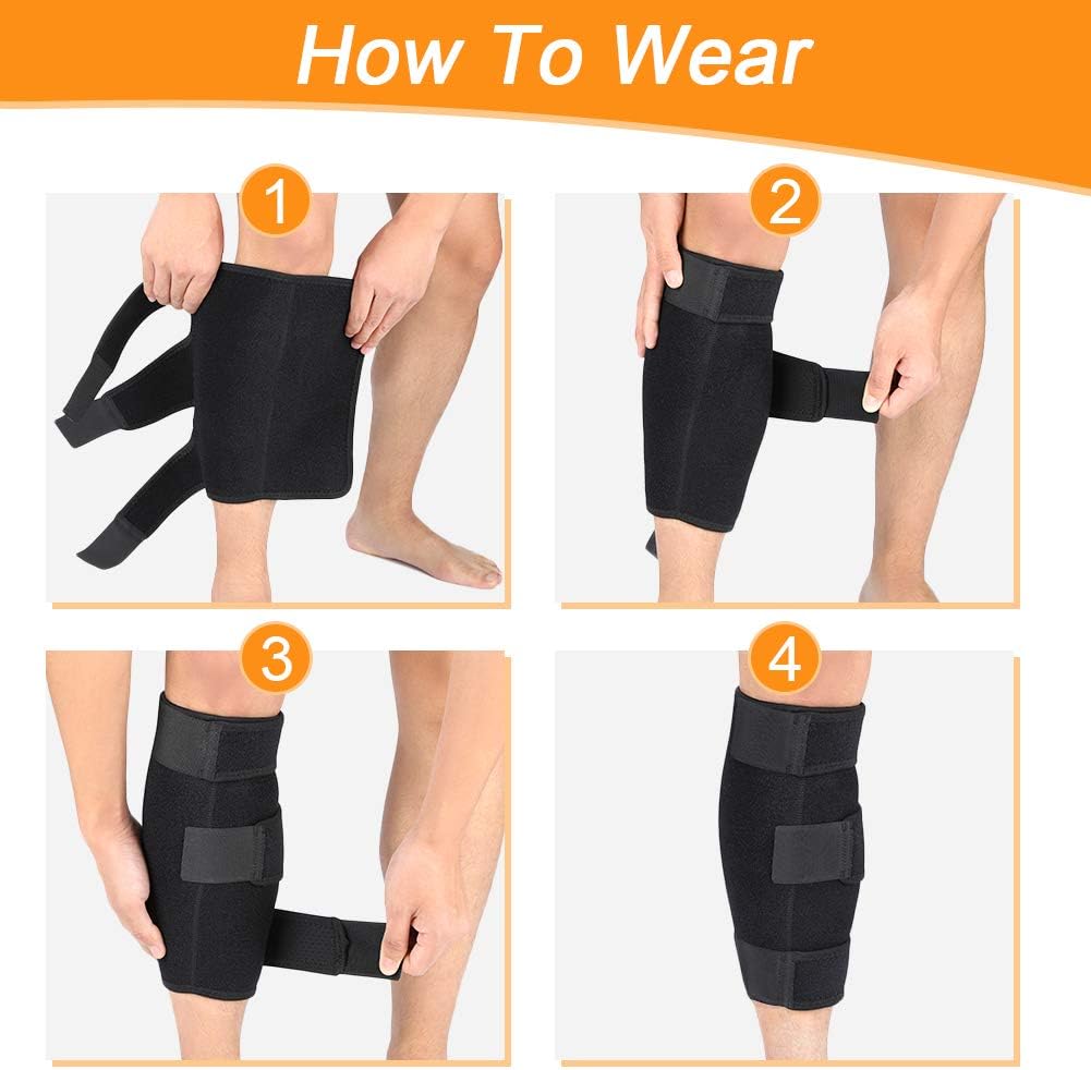 Picture of Calf Brace Adjustable Shin Splint Support Sleeve Leg Compression Wrap for Pulled Calf Muscle Pain Strain Injury, Swelling, Fits Men and Women - Black