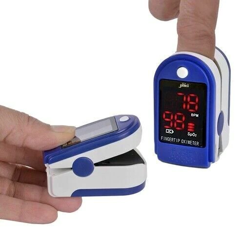 Picture of Finger Pulse Oximeter Blood Oxygen Saturation SpO2 Heart Rate O2 Monitor CE - LED - Blue (2 Pack) - Blue